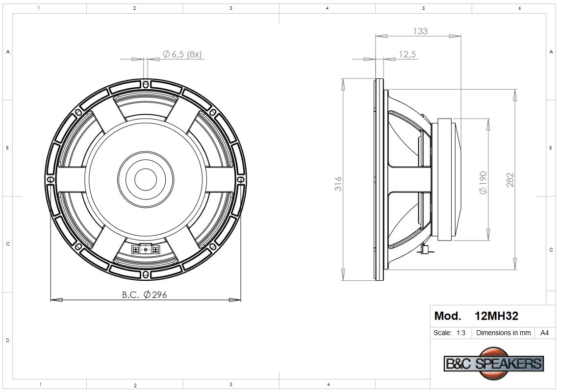 Loa Rời 3 tấc B&C SPEAKERS - ITALIA 12MH32 (1 cái) – Hàng Chính Hãng