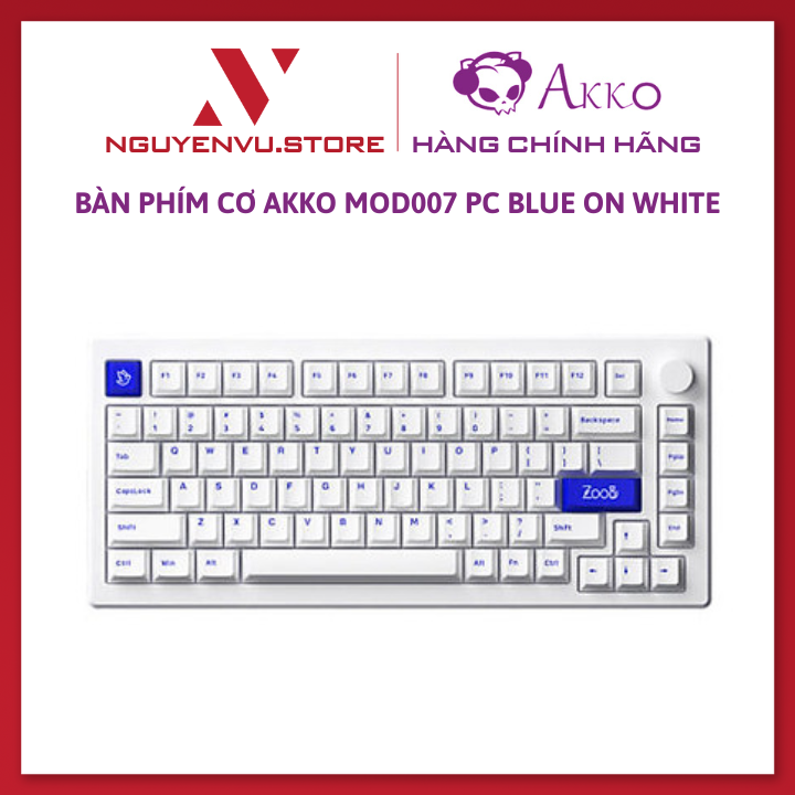 Bàn phím cơ AKKO MOD007 PC Blue on White (Hotswap / Gasket Mount / Clacky / Mạch Xuôi) - Hàng Chính Hãng