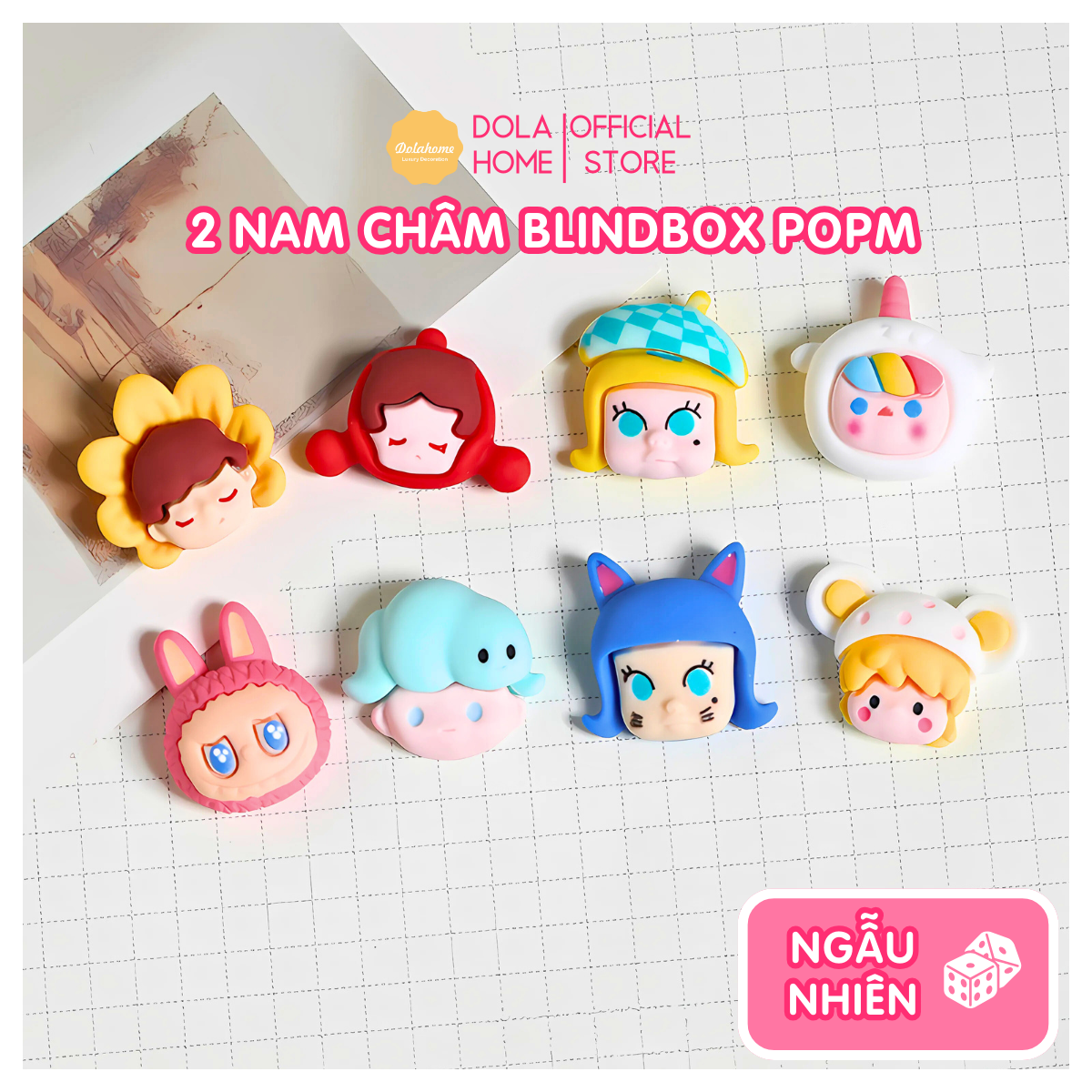 Nam châm siêu mạnh hít tủ lạnh Dola Home Baby khóc, hộp mù blind box, đính thời khóa biểu, sticker, giấy note, decor phòng ngủ