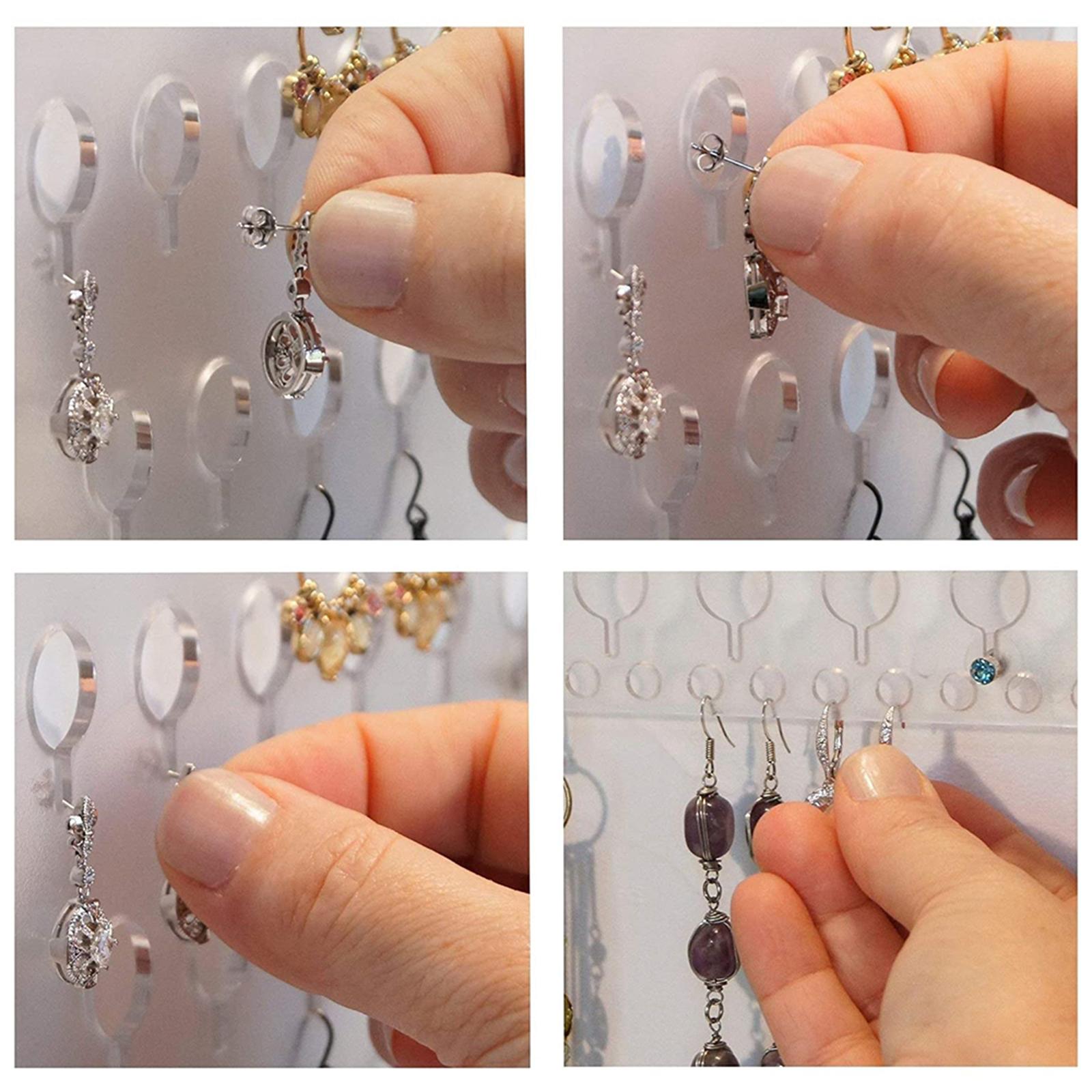 Acrylic Jewelry Organizer Wall Mounted, Hanging Jewelry Organizer Earring Organizer Necklace Holder, Jewelry Holder for Earrings, Necklaces & Rings