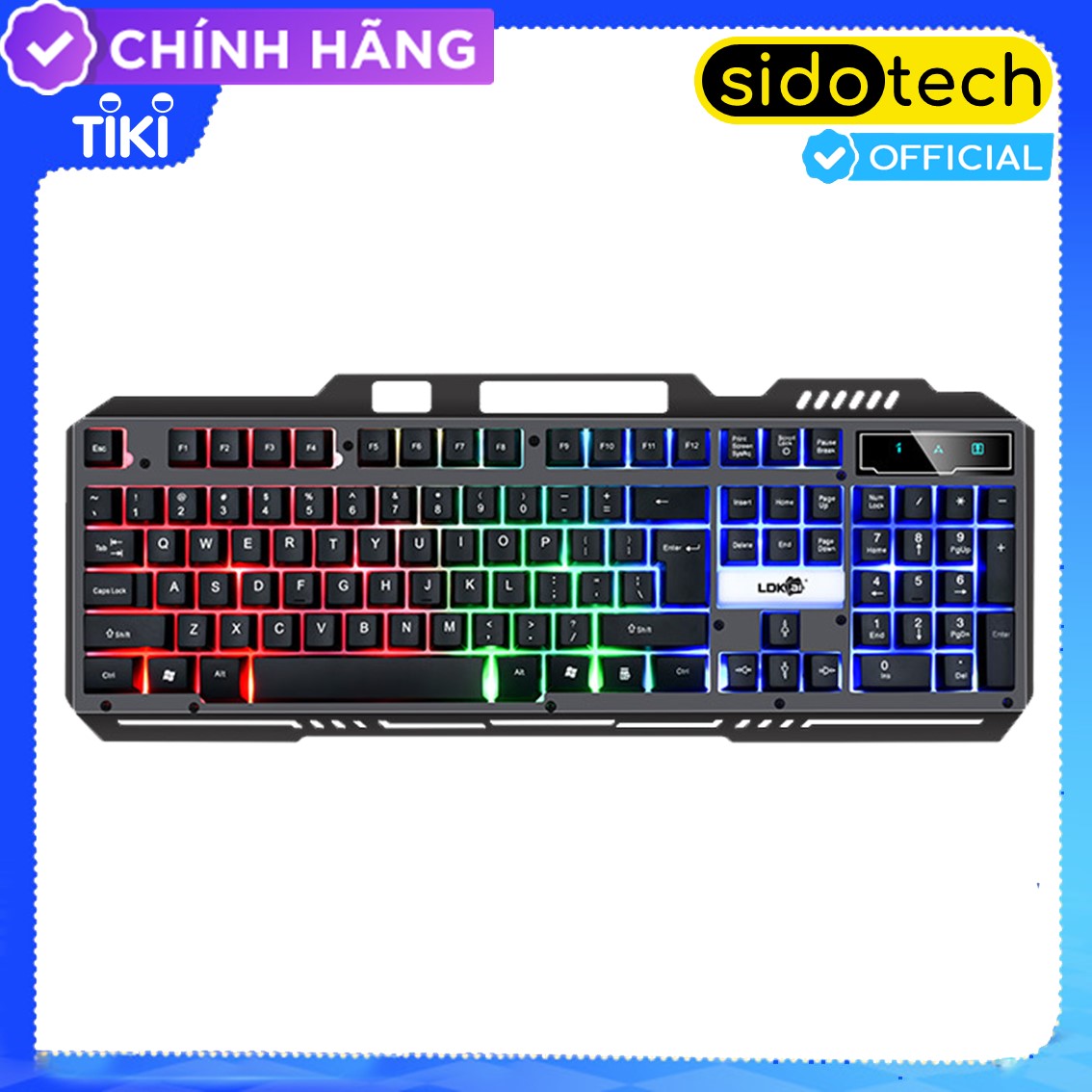 Bàn phím chơi game máy tính SIDOTECH V5 Pro Gaming chuyên nghiệp có LED cầu vồng xuyên phím, keycap 2 lớp chống mờ, gõ tốc độ cao, thiết kế khe đỡ điện thoại, chống nước chuyên dụng cho game thủ chuyên nghiệp - Hàng chính hãng 