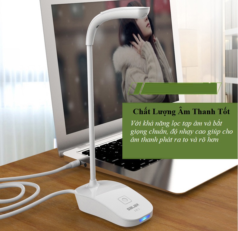 Mic Thu Âm Thiết Kế Đặt Bàn M.13 Lọc Âm, Bắt Giọng Cực Chuẩn Dành Riêng Cho Máy Tính