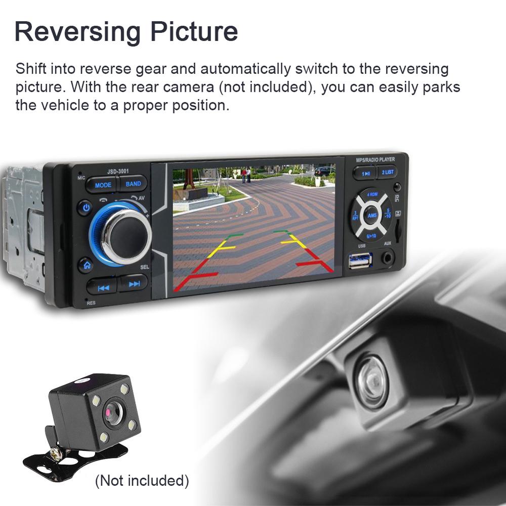 4.1 Inch Single Din Car Stereo BT Touchscreen MP5 Player FM Radio Receiver Support TF/USB/AUX-IN Hands-Free Calling Reverse Picture Steering Wheel Control