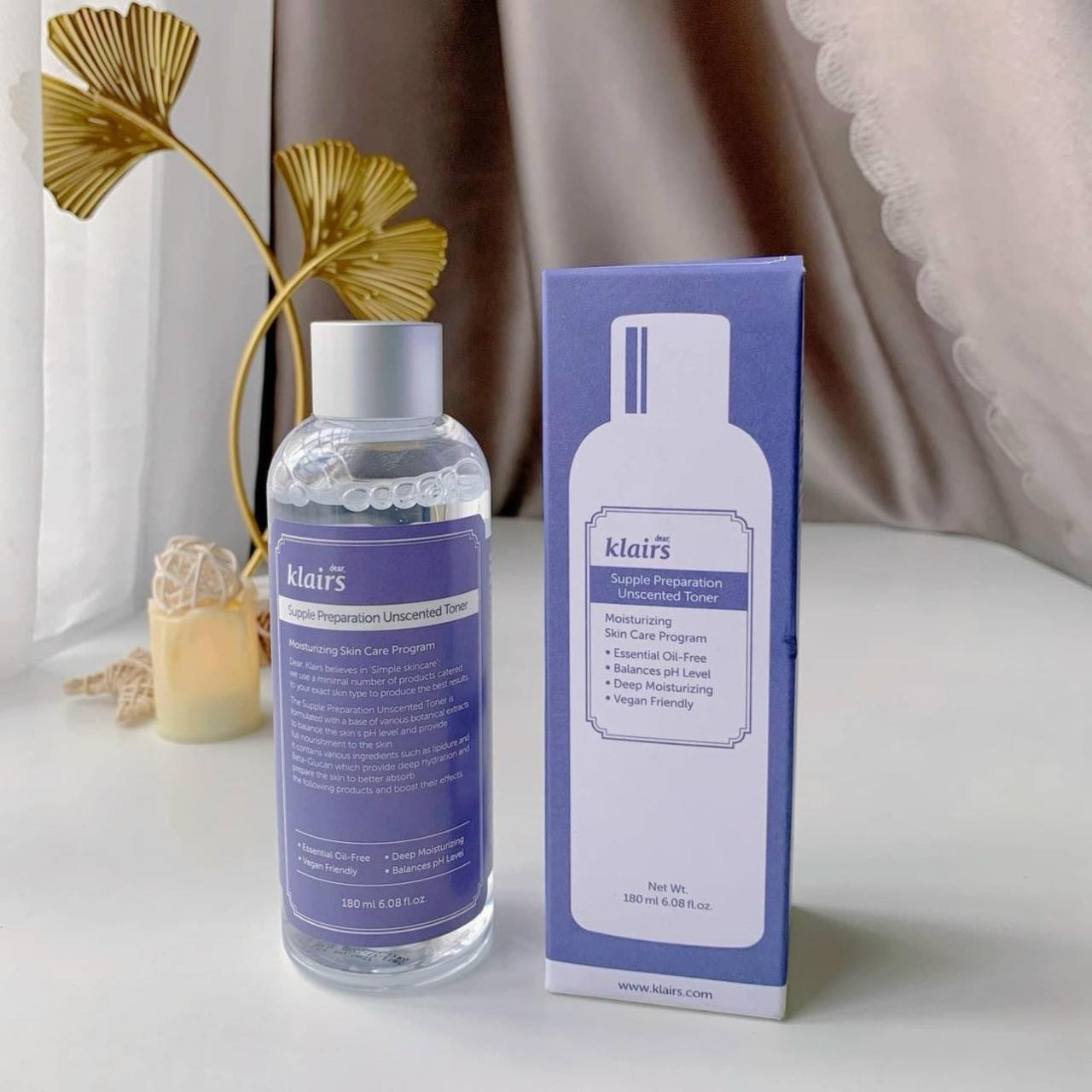 Nước hoa hồng chống viêm không mùi Klairs Supple Preparation Unscented Toner 180ml