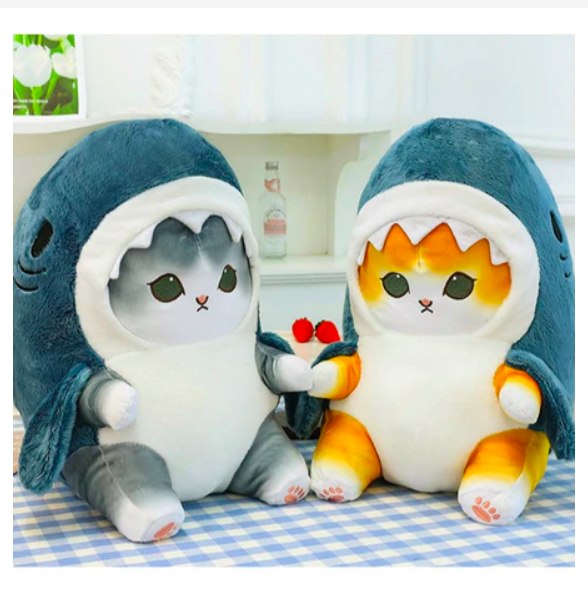 Thú nhồi bông mèo nốt cá mập đáng yêu - Size từ 33cm đến 40cm - Quà tặng gấu bông mèo cá mập đáng yêu