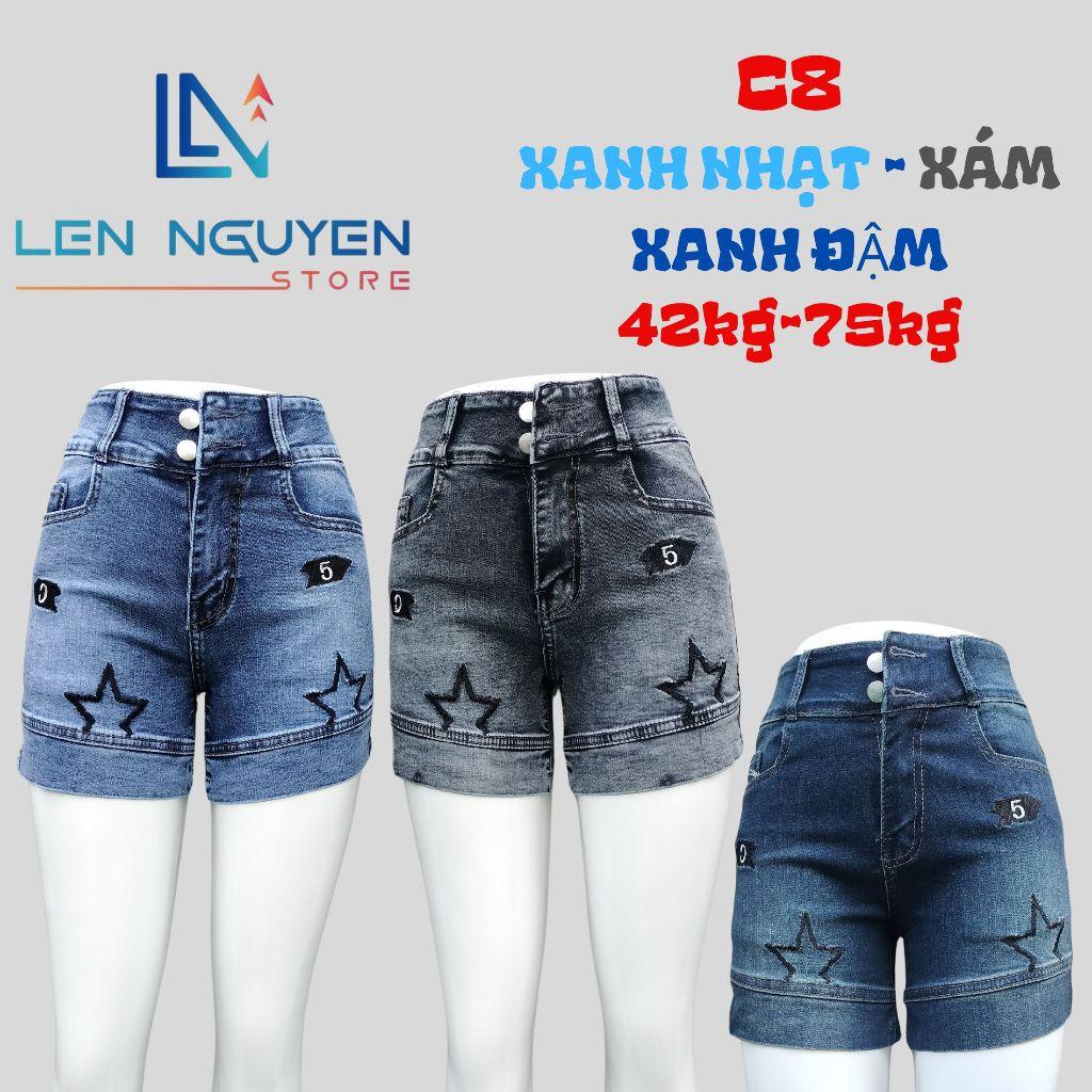 C8_Quần jean nữ, đùi, lưng cao, quần bò nữ dáng ôm, quần rin nữ có big size, cho 42kg đến 75kg,LEN NGUYEN STORE - Xanh Đậm