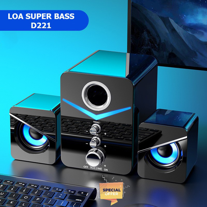 Bộ 3 Loa Vi Tính PC MC Cao Cấp 2.1 - Loa vi tính Âm Bass Hay - K1242