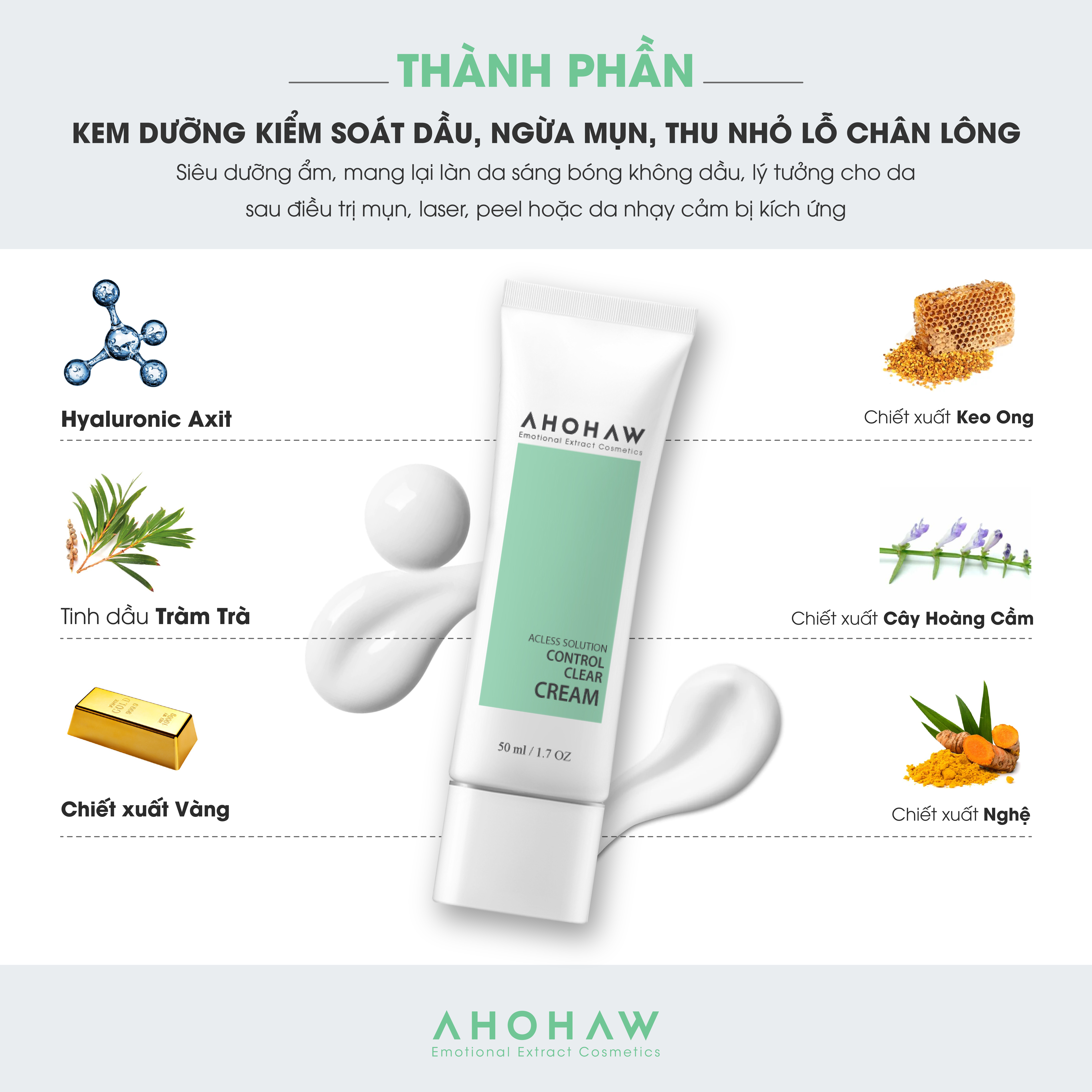 Kem Dưỡng Kiểm Soát Dầu Ahohaw Acless Solution ( 50ml ) - Hang Chính Hãng