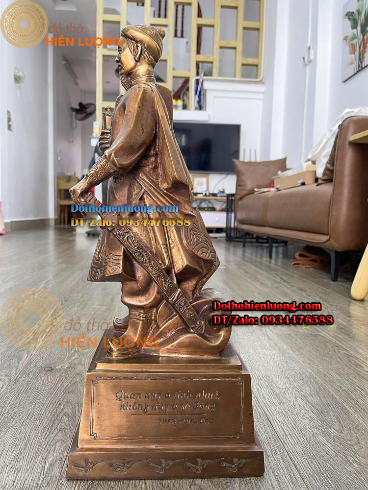 Tượng Trần Hưng Đạo - Trần Quốc Tuấn Bằng Đồng Cao 50cm Màu Nâu - Đồ Thờ Hiên Lượng