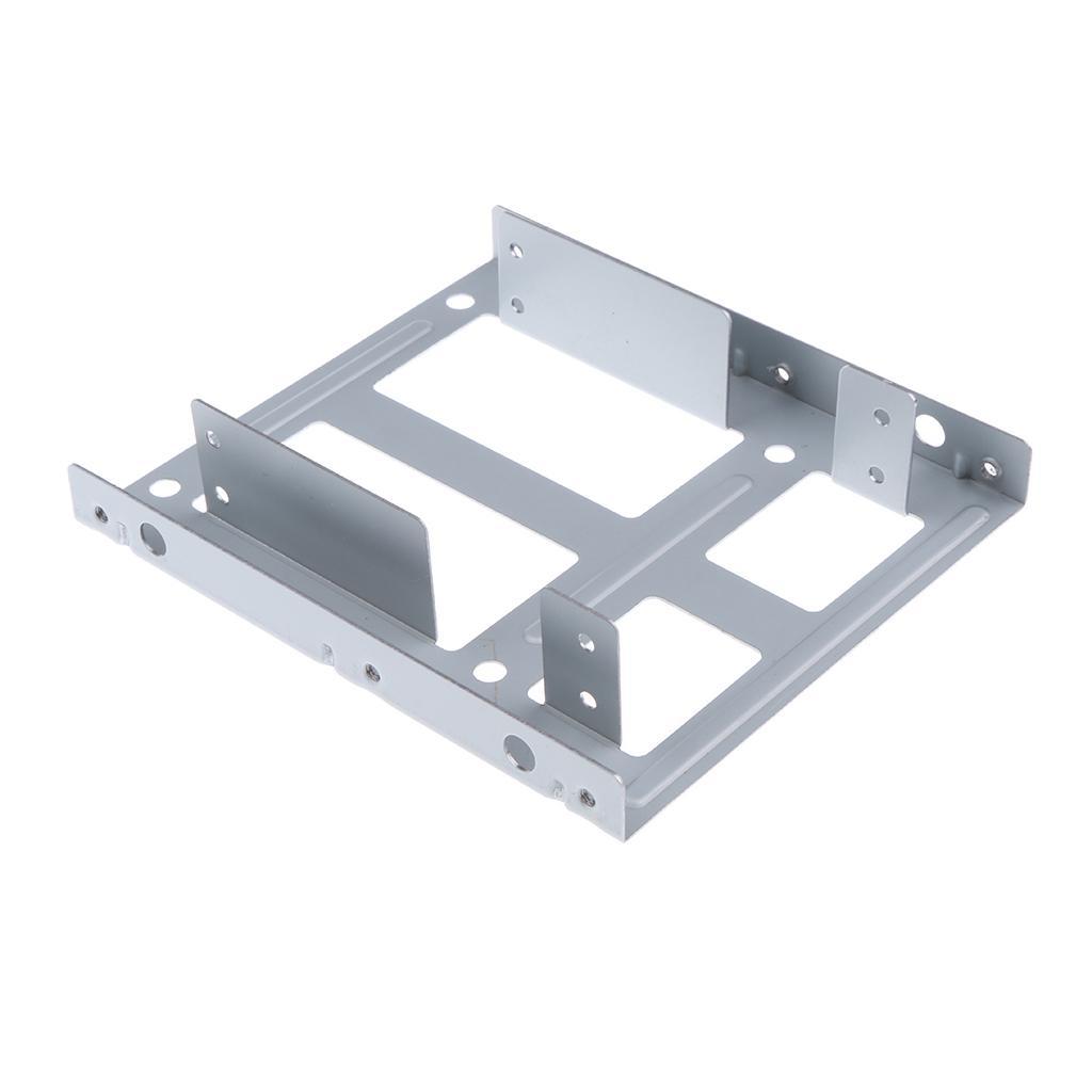 2Pcs 2.5" to 3.5" SSD Adapter Dual HDD SSD,Mounting Bracket Hard Drive White