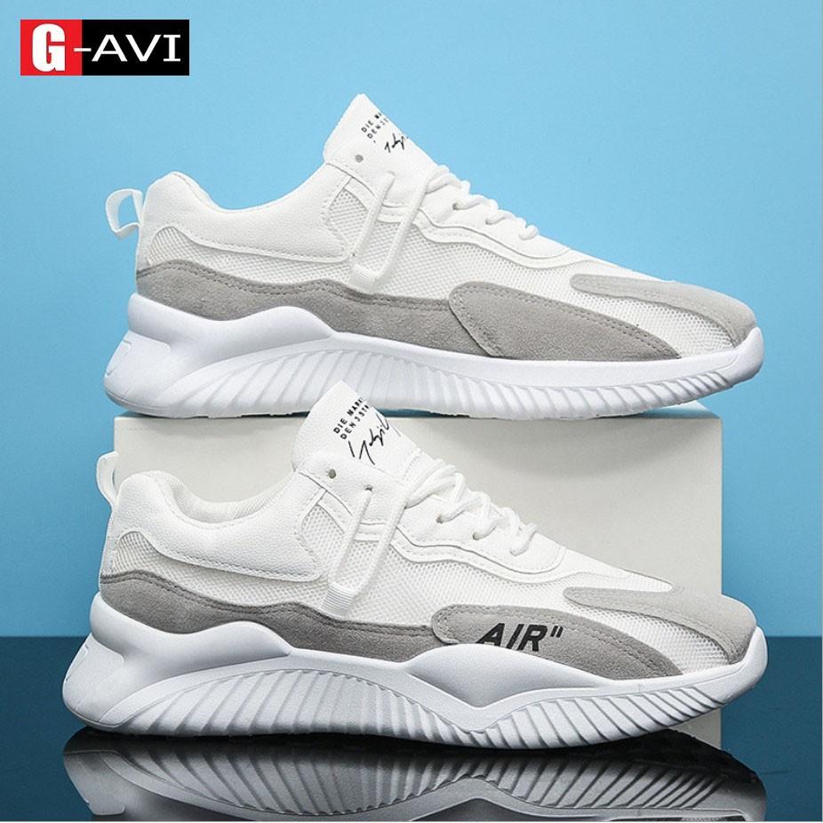 Giày sneaker thể thao vải lưới phối da, đế thông hơi thoáng mát, khử mùi đi cực êm chân AVi 395