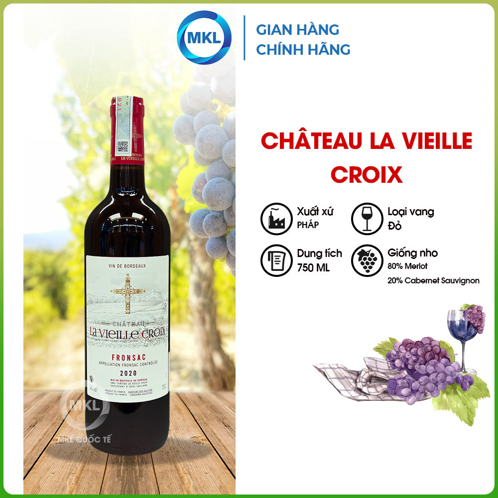 Rượu Vang Đỏ  Pháp Château La Vieille Croix AOP Fronsac 750ml 14.5% Pháp - Chính Hãng