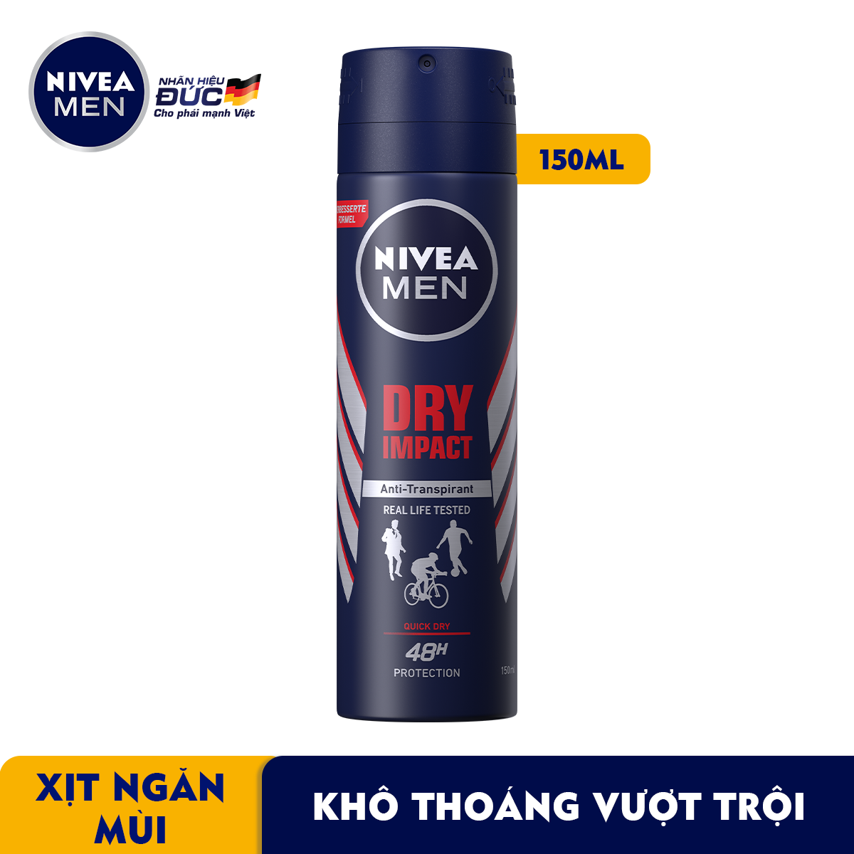 Xịt Ngăn Mùi NIVEA MEN Dry Impact Khô Thoáng 150ml - 81602