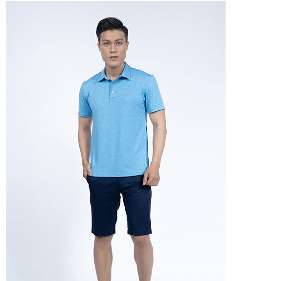 Áo thun Polo nam Novelty màu xanh da trời NATMMNMPSR190215N