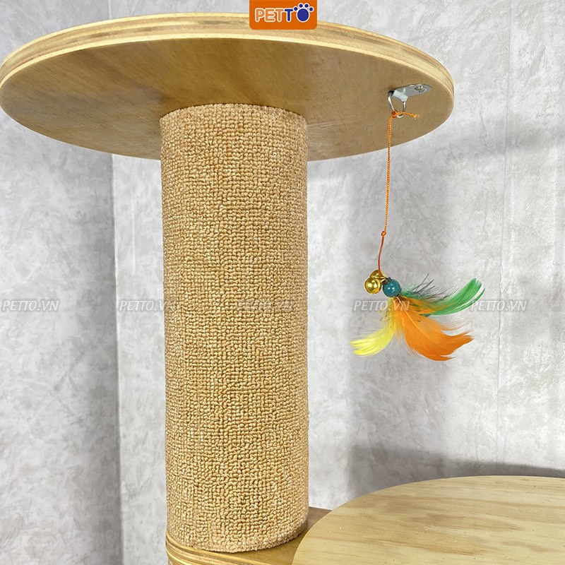 Cat tree - Trụ cào móng cho mèo bằng gỗ nhiều tầng độc đáo sử dụng thảm POLY có độ bền cao CT046