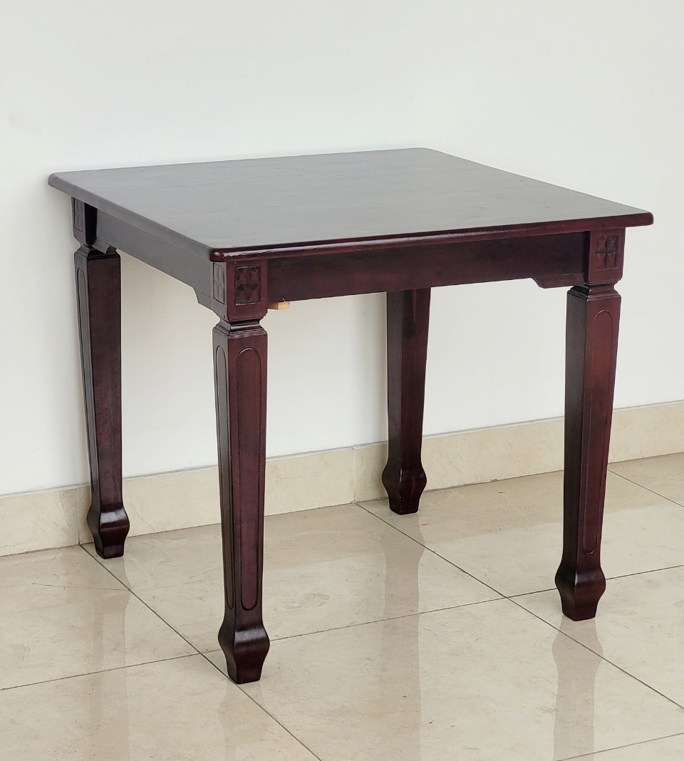 Bàn Gỗ Cao Su Vuông 80x80 cm Nhiều Màu Chân Cách Điệu - Hàng VN Xuất Khẩu