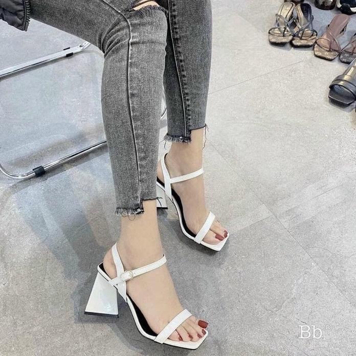 Giày Sandal cao gót nữ 7p QUAI MẢNH Gót Tam Giác hot