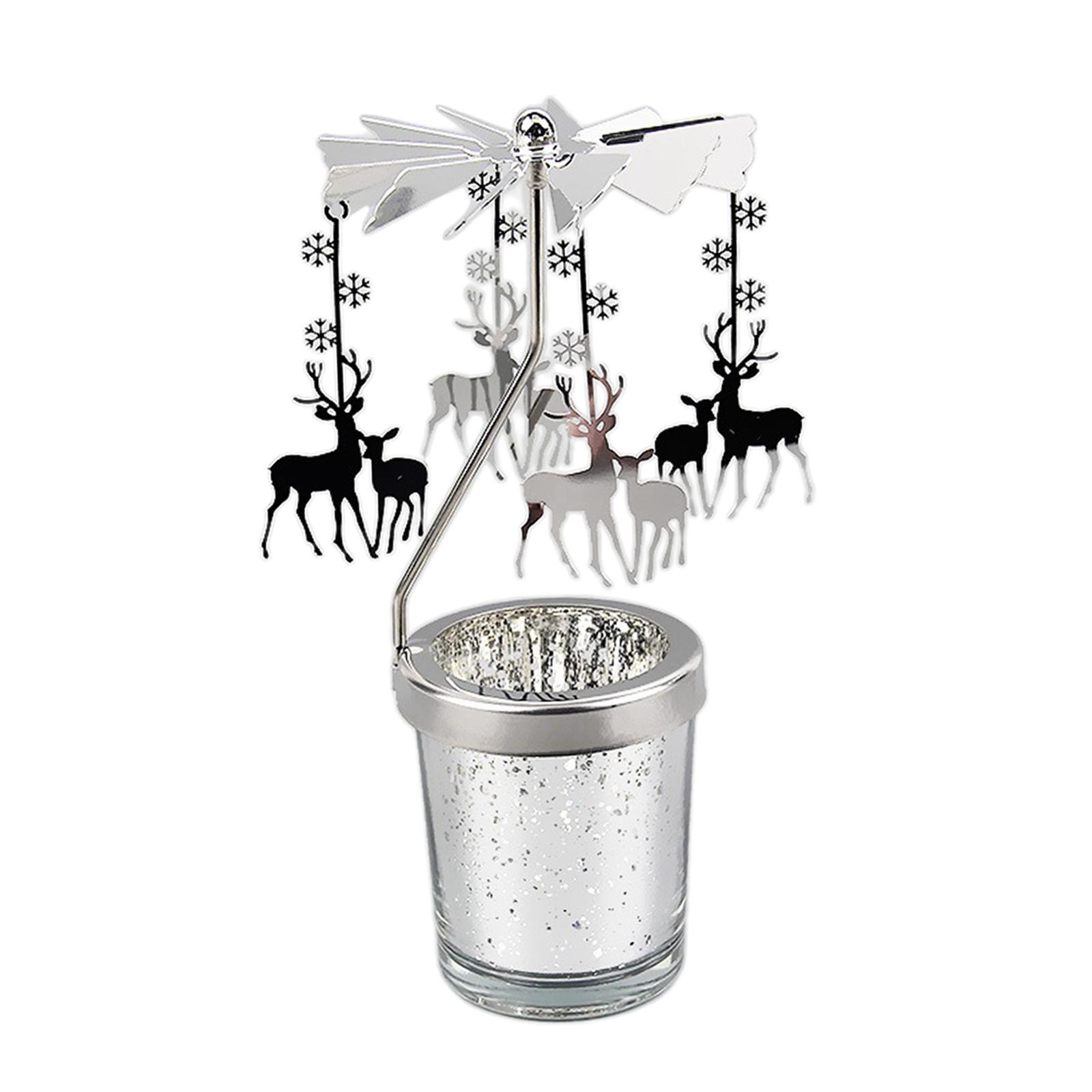 2Pcs Romantic Rotating Candle Holder Tea Light Candle Holder for Table
