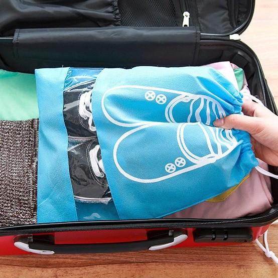 Combo 10 túi vải đựng giày dép khi đi du lịch có dây rút