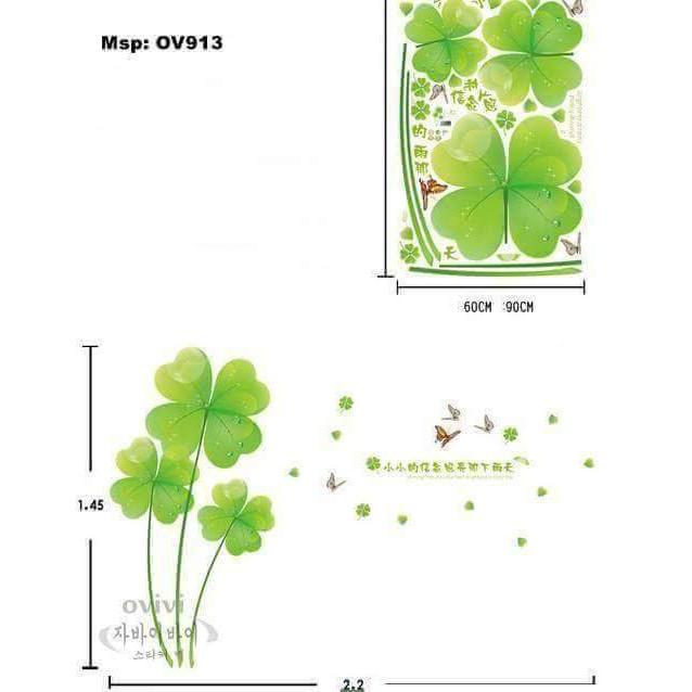 Decal dán tường Hoa cỏ 4 lá