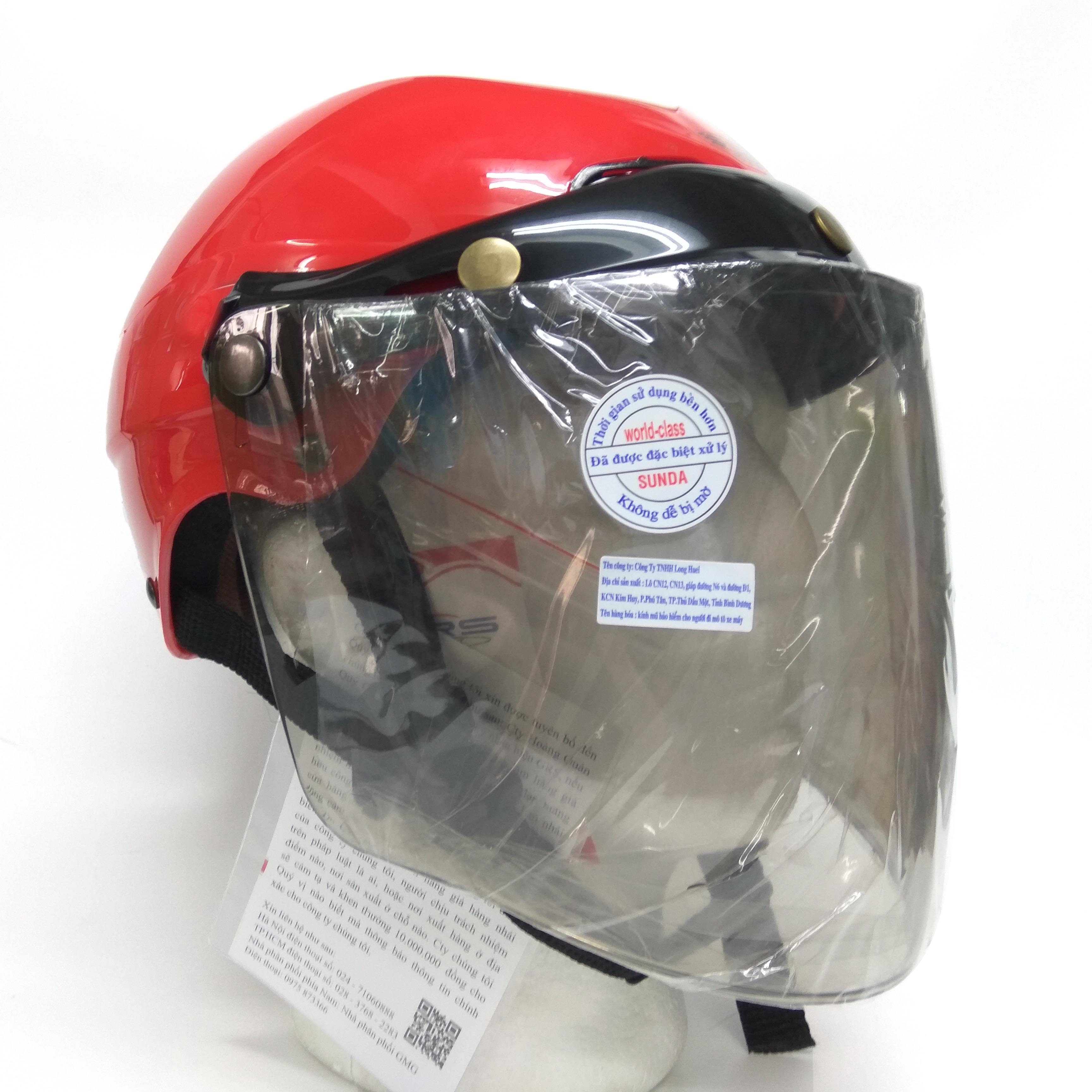 Kính mũ bảo hiểm SUNDA CA-110 loại dài gắn cho các mũ có 3 khuy bấm trên đầu
