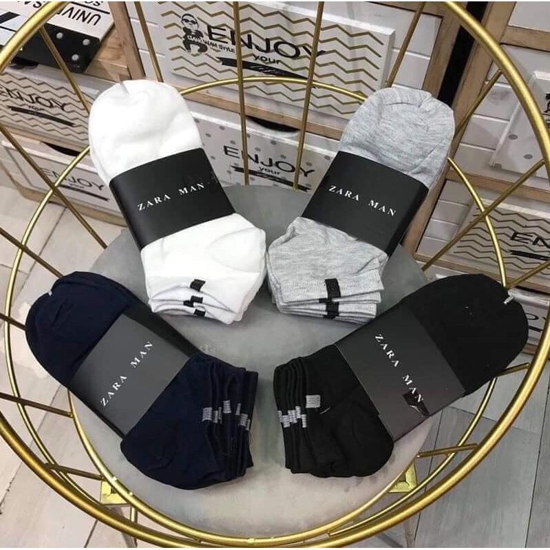 Tất Nam Nữ RAZA Trơn Cổ Ngắn Vớ Nam Thời Trang Cao Cấp Chất Cotton 100% Co Giãn Thấm Hút GC305