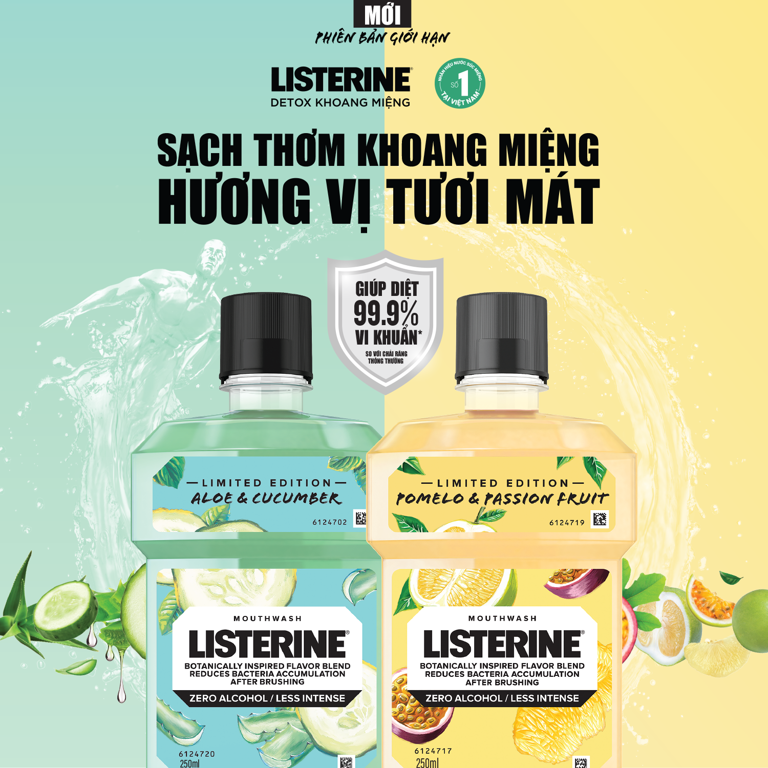 Nước Súc Miệng Listerine Tonic Vị Trái Cây Tự Nhiên - Dung Tích 250ml/Chai (Phiên Bản Giới Hạn)