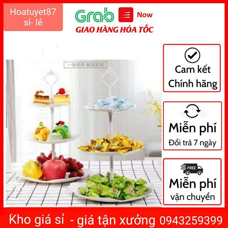 Khay kệ đựng bánh kẹo hoa quả mứt Tết 3 tầng bằng nhựa phíp trắng Sài Gòn có hoa văn đẹp giá rẻ