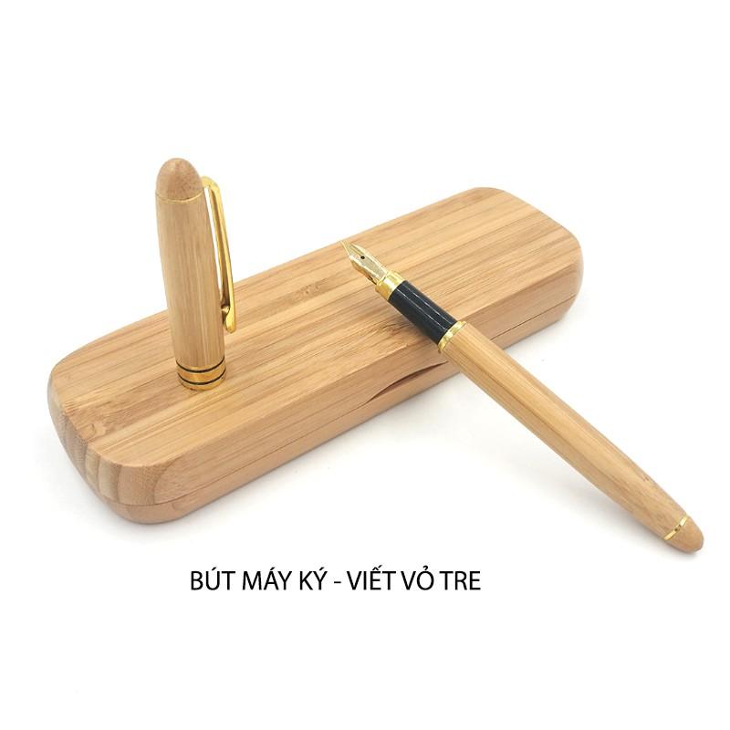 Bút Máy Ký Vỏ Bằng Tre,Có Hộp Đựng Bút Bằng Tre.