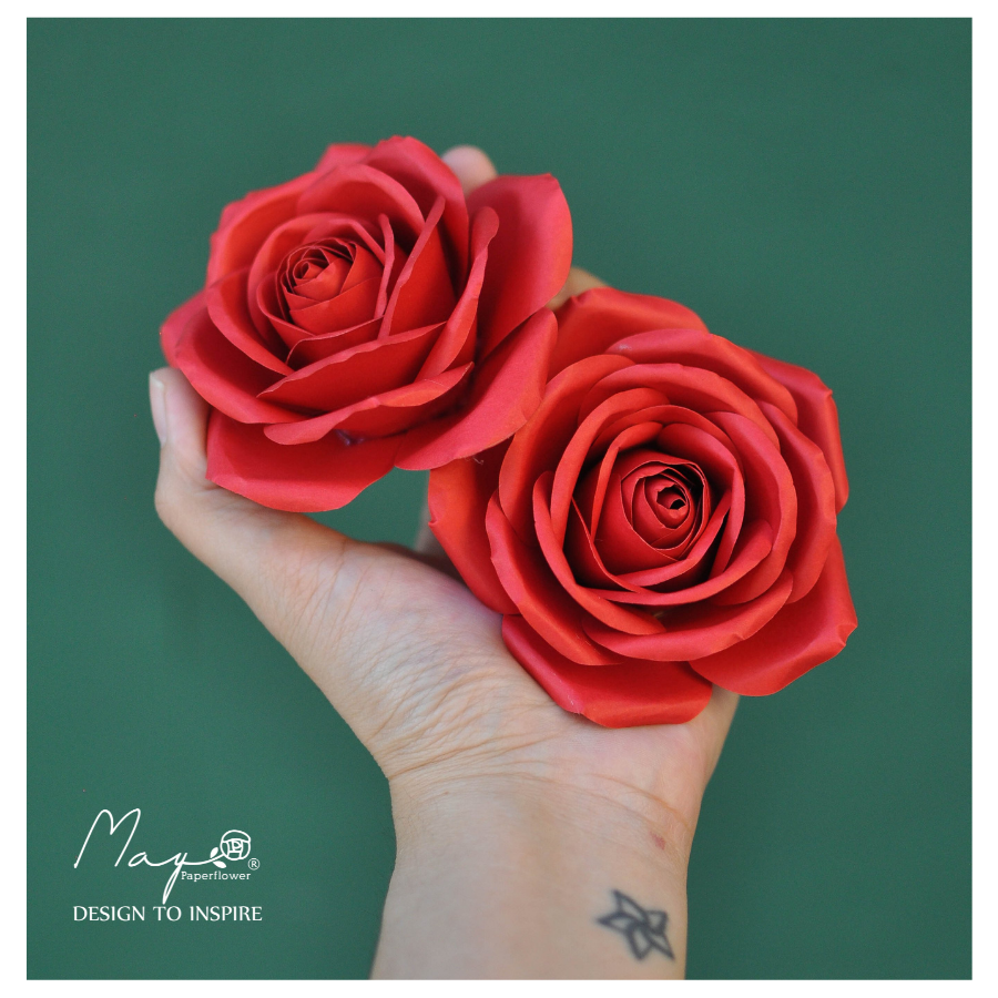 Hoa giấy handmade cao cấp - Red Rose Maypaperflower - hoa giấy nghệ thuật