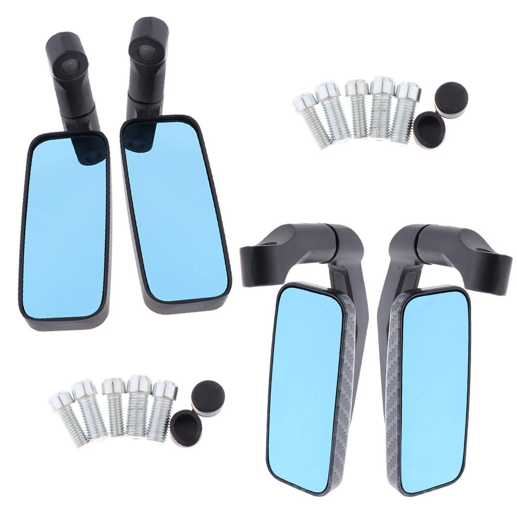 2 Colors Blue Glass Side Mirrors Rear view Mirrors for Motorcycle with 8mm 10mm Thread Bolts, Left & Right