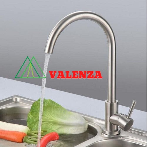 Vòi rửa chén bát nóng lạnh inox sus304 Valenza CN01-Tặng dây cấp nước, áp lực nước mạnh.