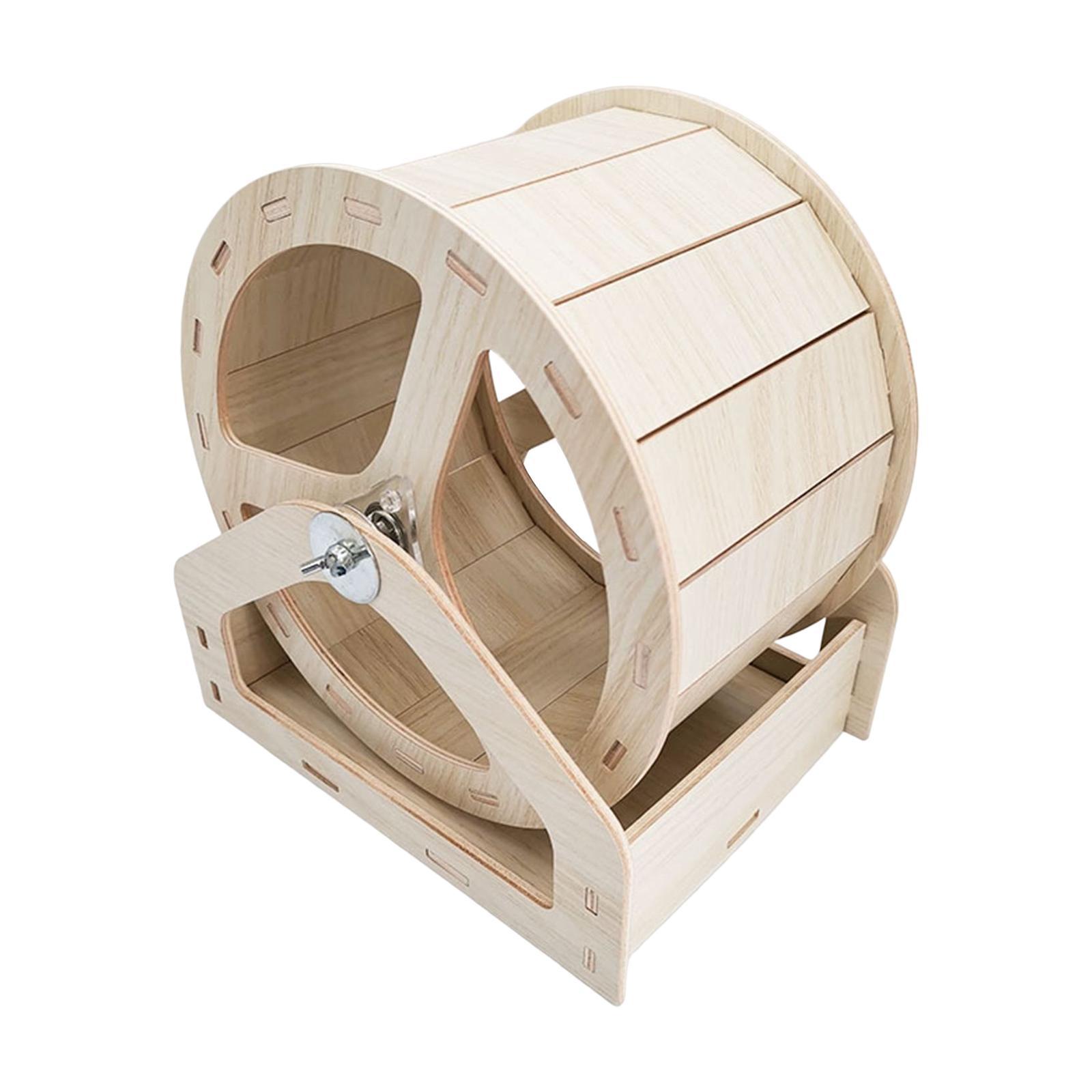Wood Hamster Running Wheels, Small Pet Rotatory Jogging Wheel Hedgehog Chinchilla Round Rat Quiet Roller Hamster Exercise Wheel Accessories