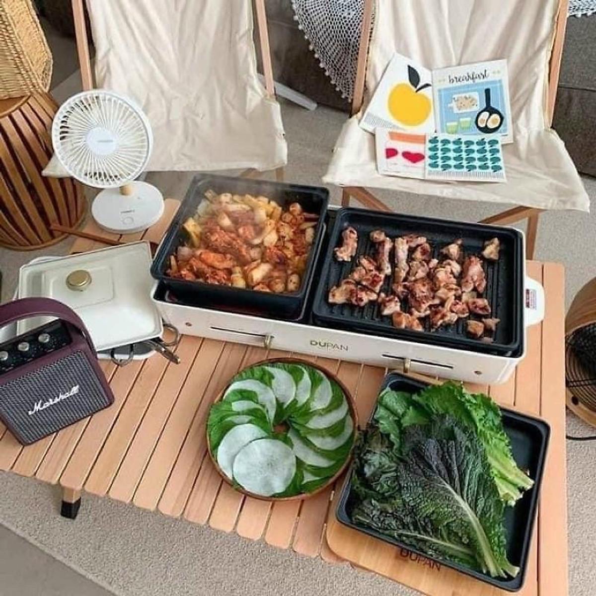 Bếp Lẩu Nướng Điện Đa Năng 2in1 Dupan Nhập Hàn, Nồi Lẩu Nướng 2 Ngăn Chống Dính, Công Suất 2000W, BH 12 Tháng