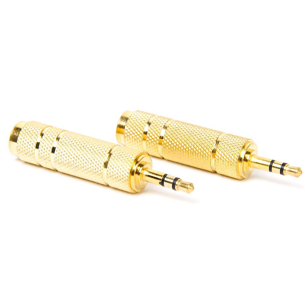 2- 2pcs 3.5mm Stereo Plug Male To 6.35mm Stereo Female Adapter Jack Audio