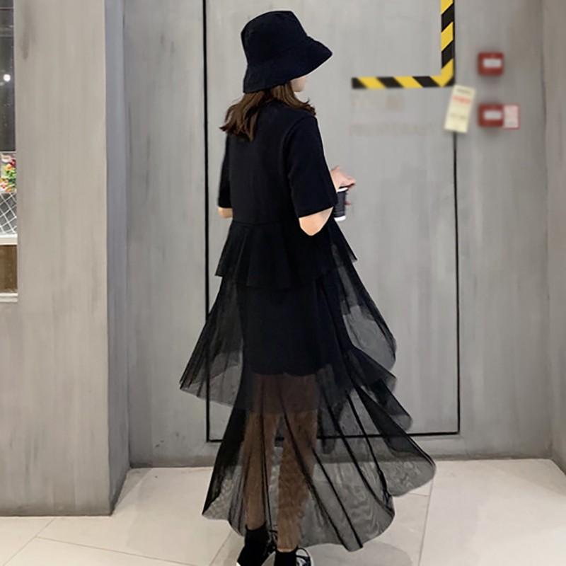 Đầm tay ngắn cổ tròn thiết kế thanh lịch cho phái nữ