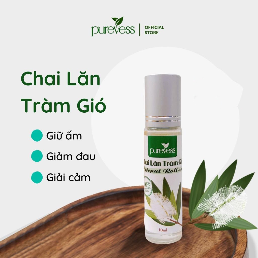 Tinh dầu Tràm Purevess, với thiết kế đầu lăn tiện lợi giúp giảm đau đầu và đuổi muỗi. 10ml