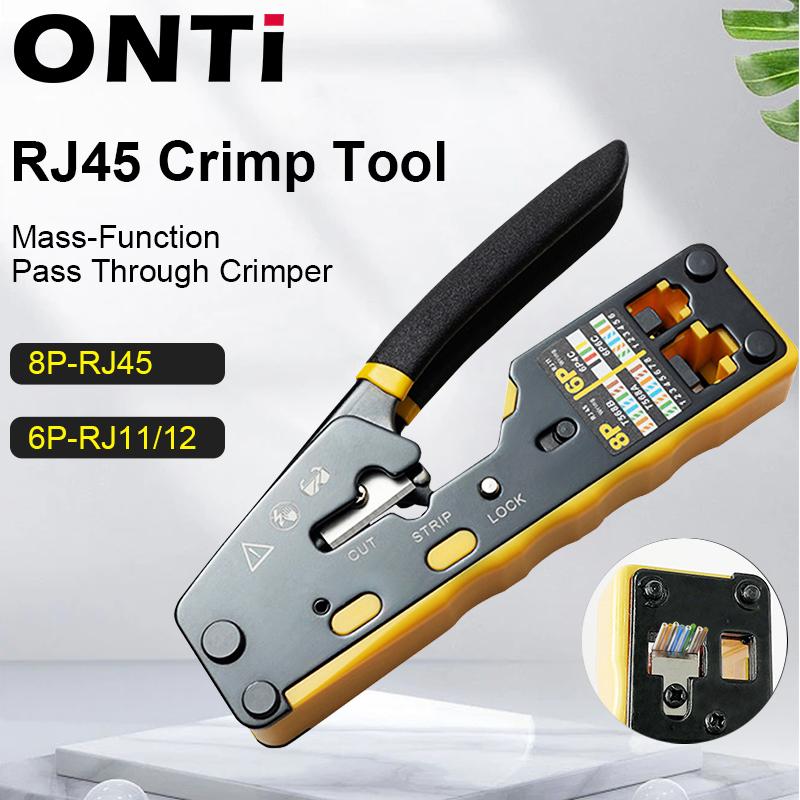 ONTi RJ45 Dụng Cụ Uốn Đi Qua Crimper Cho Cat6 Cat5 Cat5e 8P8C Đầu Nối Lưỡi Dao Thay Thế Cáp Ethernet Vũ Nữ Thoát Y