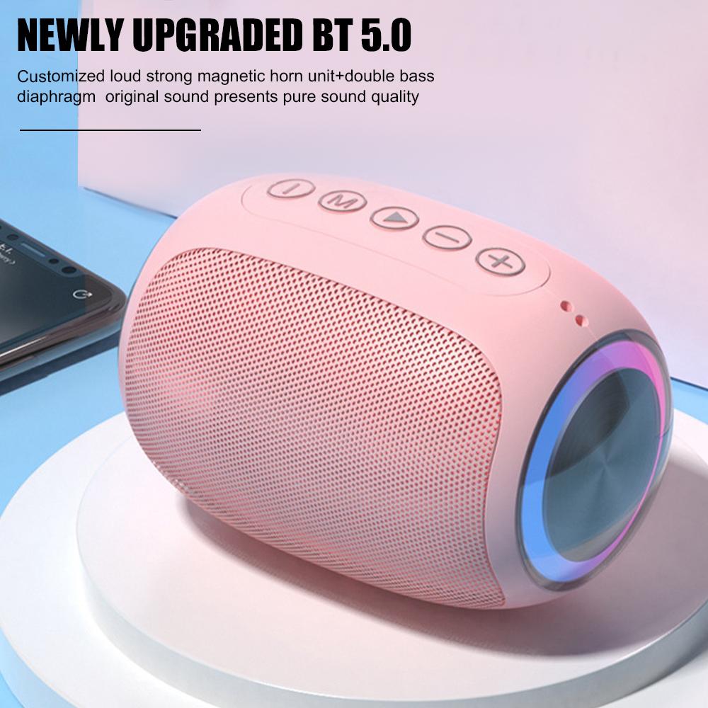 Loa di động Loa siêu trầm tương thích Bluetooth không dây Loa ngoài trời Âm thanh vòm hỗ trợ Đài FMTF Color: Pink