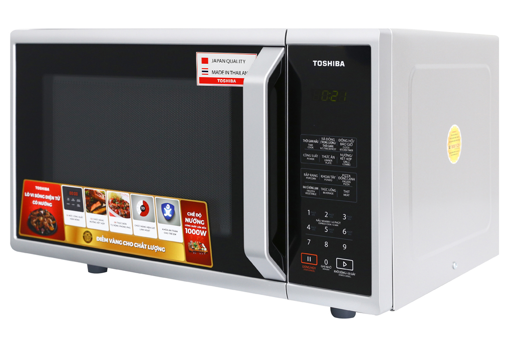 Lò vi sóng Toshiba ER-SGS23VN - Dung tích 23L - Xuất xứ Thái Lan - Có chức năng nướng - Điện tử - Công suất 800W - Hàng chính hãng, bảo hành 12 tháng, chất lượng Nhật Bản