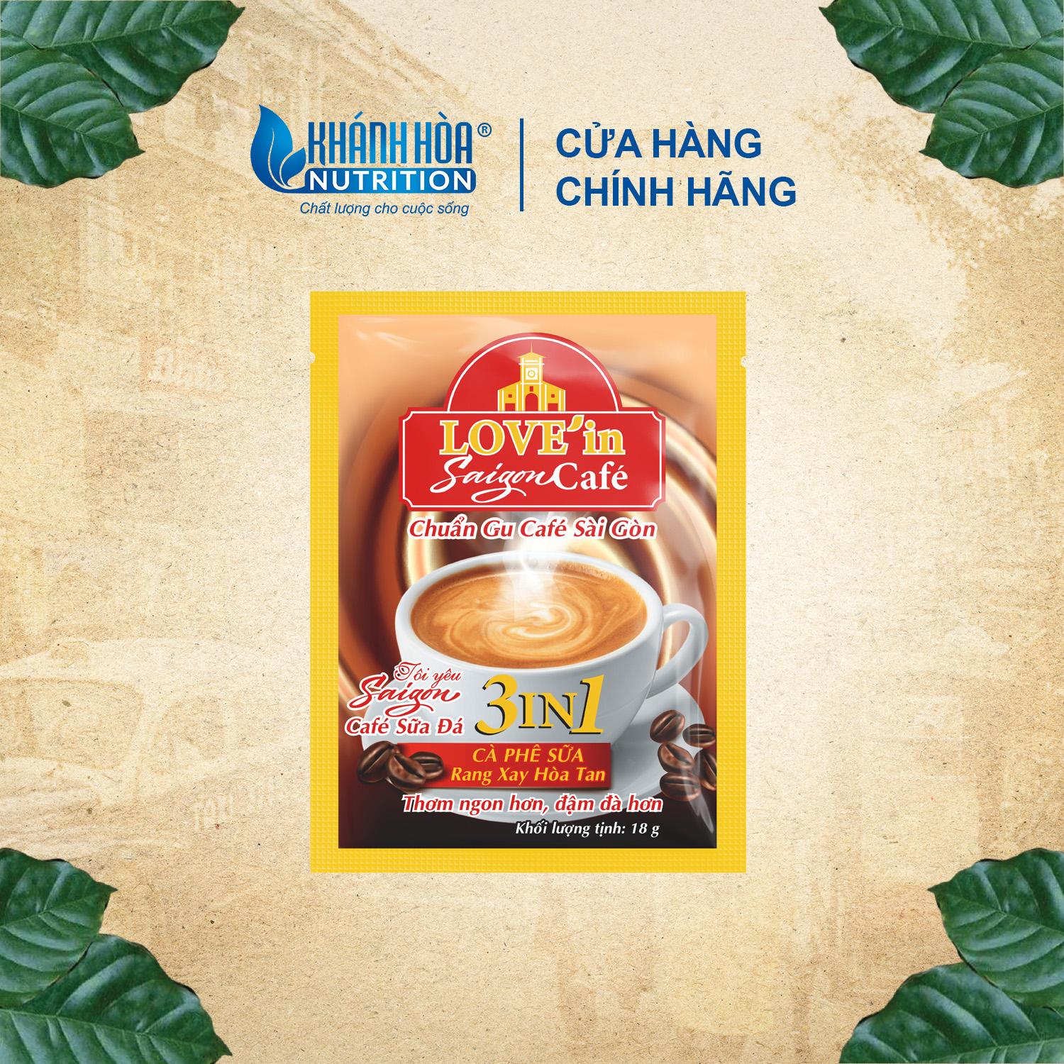 Cà Phê Sữa Rang Xay Hòa Tan 3IN1 LOVE’IN SAIGON CAFE - Khánh Hòa NutriFoods Thơm Ngon Hơn, Đậm Đà Hơn (Túi 18 gói x 18g)