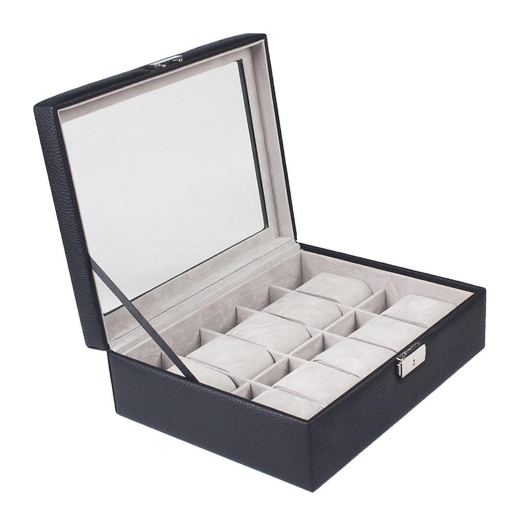 10 Slot Fashion PU Leather Watch Display Box Case Jewelry Storage Organizer