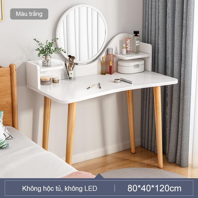 Bàn trang điểm tích hợp đèn LED cảm ứng thông minh, bàn phấn kèm ngăn kéo để đồ tện lợi, chân gỗ tự nhiên chắc chắn