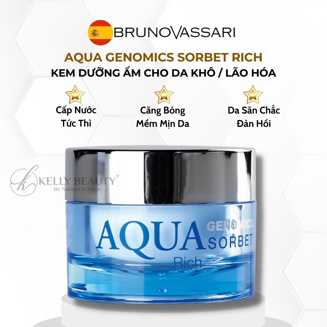 Kem Dưỡng Ẩm Cho Da Khô Aqua Genomics Sorbet Rich - Bruno Vassari | Kelly Beauty