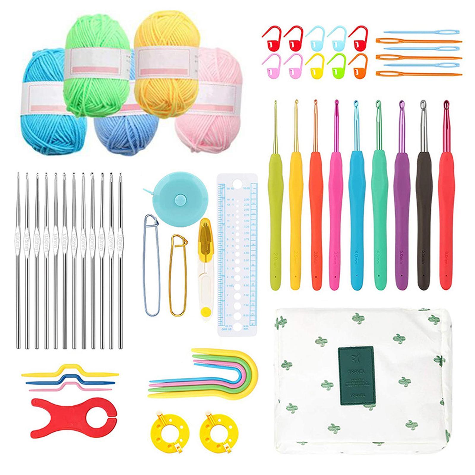 Crochet Hook Set Knitting with Case Weave Yarn Kits for Beginners