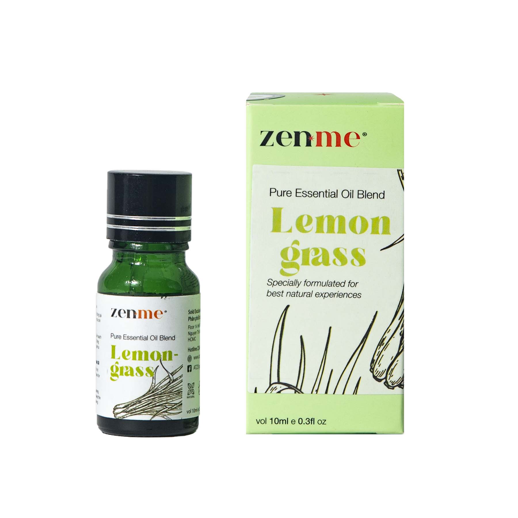 Tinh dầu tinh chất Zenme Sả Chanh 10ml giúp kháng khuẩn, kháng nấm cực mạnh, giảm nhức mỏi, thải độc..