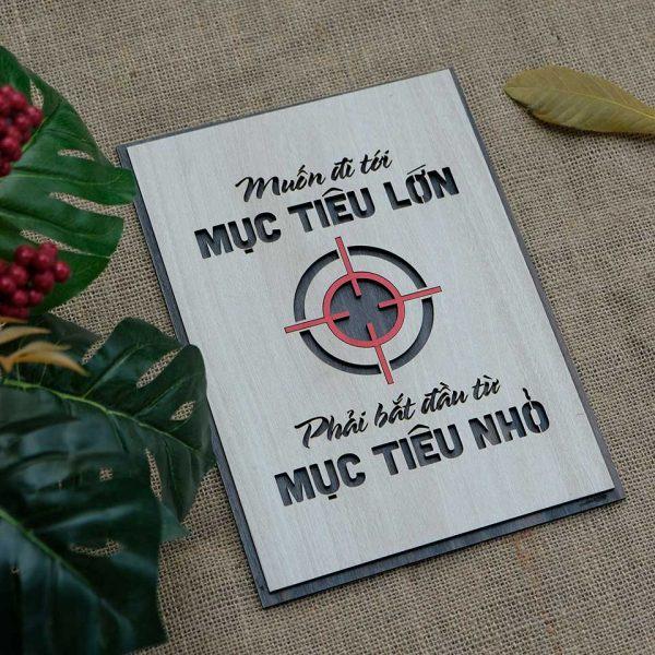 Tranh gỗ decor tạo động lực "Muốn đi tới mục tiêu lớn - Phải bắt đầu từ mục tiêu nhỏ"