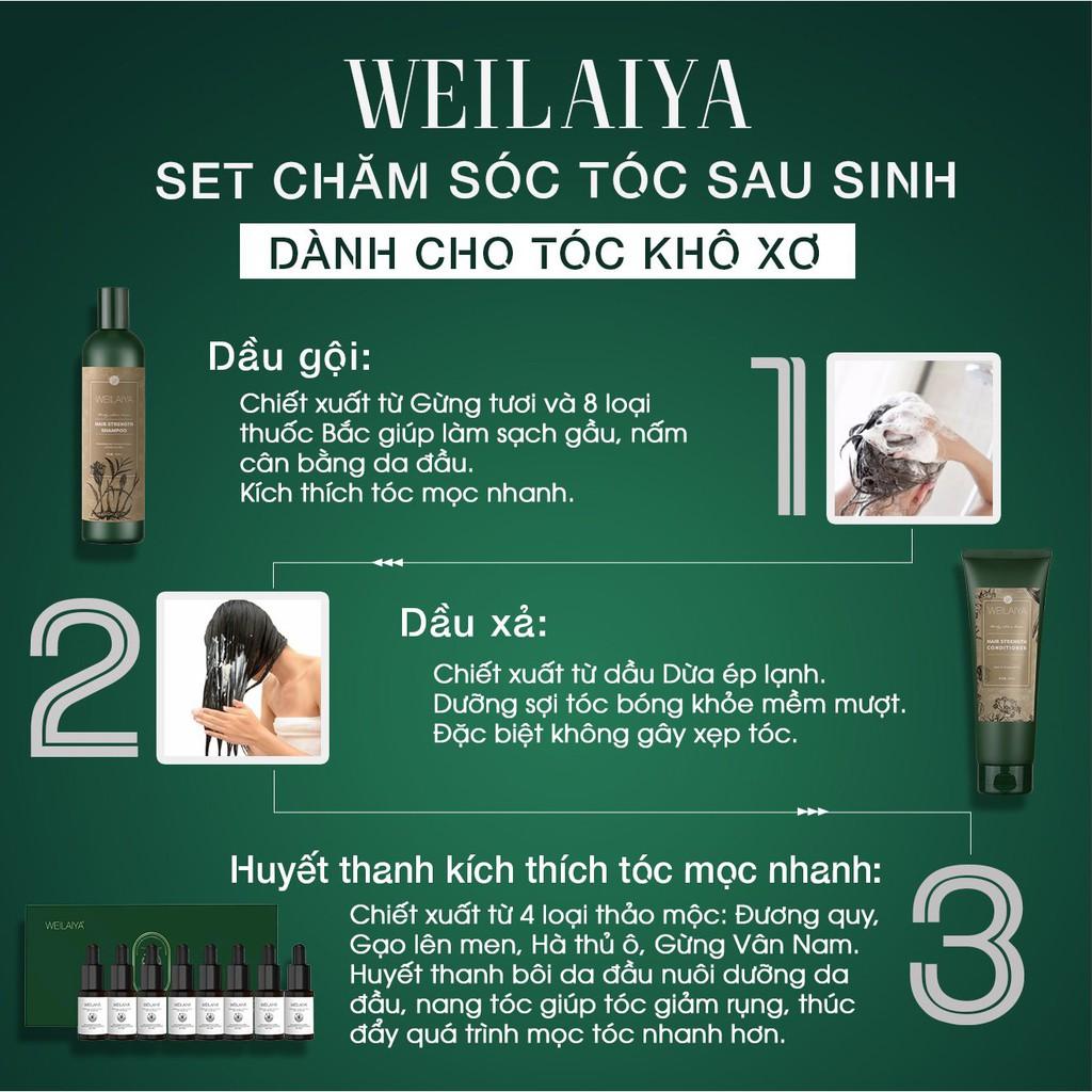 Bộ Dầu Gội Weilaiya Chính Hãng Tinh Chất Gừng Hà Thủ Ô Hỗ Trợ Mọc Tóc Ngăn Rụng Tóc - Cho Da Đầu Khô