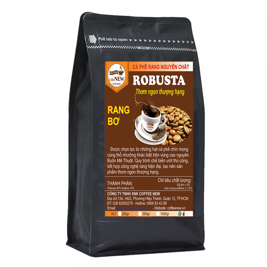 Cà Phê Rang Xay Robusta Bơ - 90%Robusta + 10% Arabica - Thơm Ngon - Gói 250g