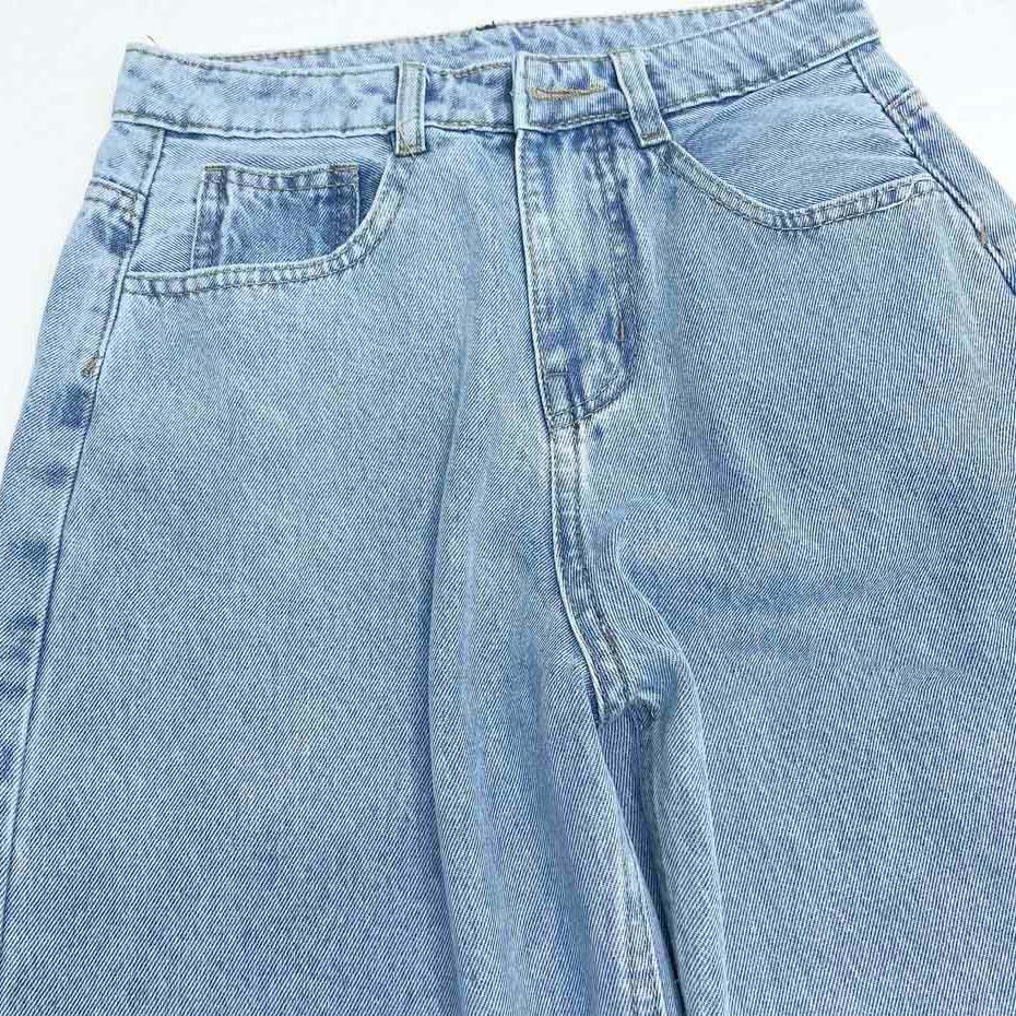 Quần jean baggy nữ trơn BARE Basic cạp cao phong cách ulzzang phối với cả tủ đồ - QO027